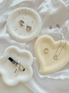 Plaster Plate Decoration White Matte Ins Pentagram Heart round Photo Props Necklace Jewelry Storage Display Plate