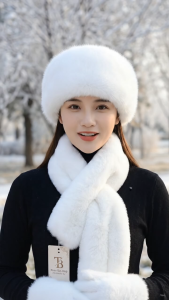 Bộ 3 Giữ Ấm Mùa Đông Phong Cách Hàn Quốc - Mũ lông tiểu thư kèm khăn lông thỏ và găng tay chụp ảnh sống ảo