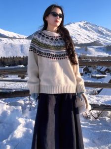 BINKAFENNY | Womens Oversized Thickened Knitted Sweater Casual Style Long Sleeve Round Neck Pullover Soft Cozy Autumn Winter Fashion Top