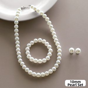 Luxury Girls Pearl Necklace Round Beads Clavicle Chain
