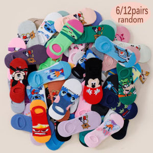 Disney | 6/12 Pairs of Summer Lightweight Breathable Womens Cartoon Socks Japanese Style Fun and Cute College Style Invisible Boat Socks