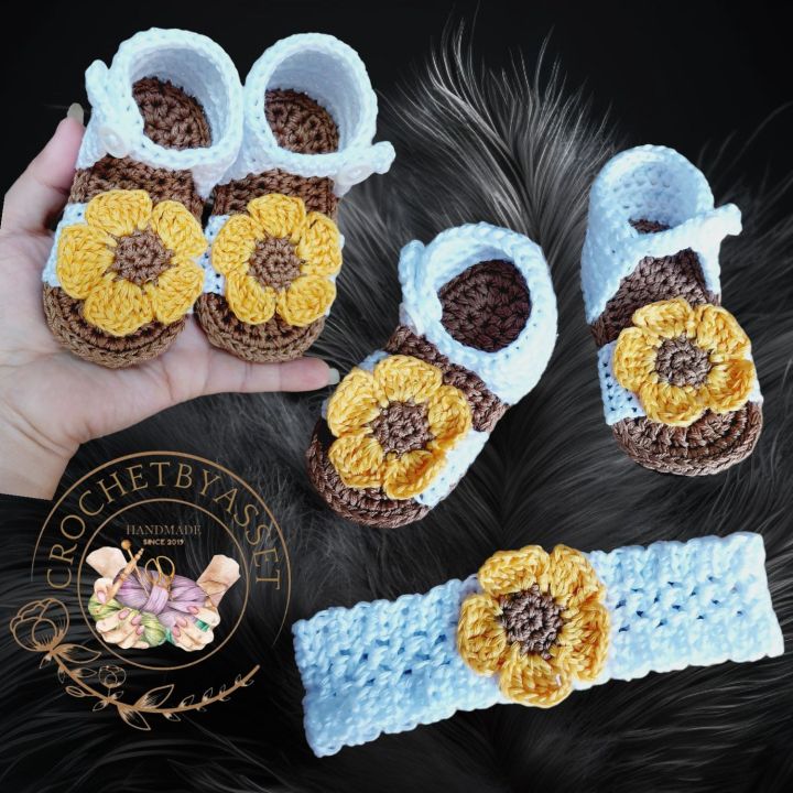 Crochet Sunflower Shoes For Babies Crochet Baby Shoes Sunflower