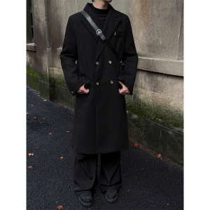 LIUBU | Men Grey Long Wool Coat Winter Autumn