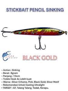 Stickbait Pencil Sinking 75cm 8gr Umpan Pancing Casting Lure Minnow Zona Fishing