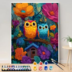 Bandai | Painting by Numbers Kit DIY Owls Afternoon Canvas Art Hand Painting Home Decoration Personality Surprise Gift