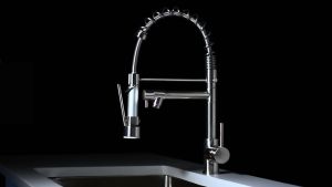 304 Stainless Steel Contemporary Kitchen Faucet For Sink Single Handle Spring Taps with Sprayer