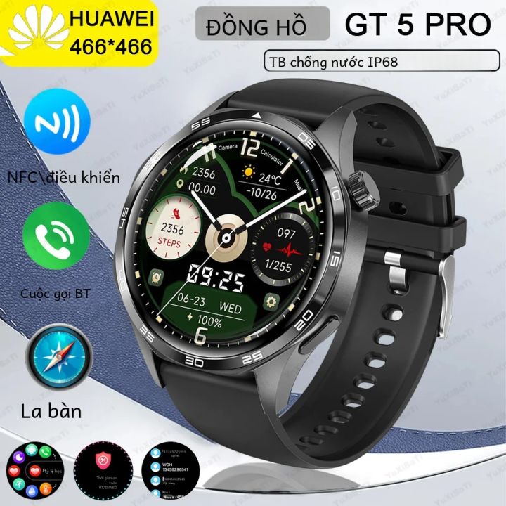 Đồng Hồ Thông Minh Huawei Watch GT5 Pro Dành Cho Nam Màn Hình AMOLED HD Cuộc Gọi Bluetooth NFC GPS La Bàn Theo Dõi Độ Cao Thể Dục Thể Thao Đồng Hồ Thông Minh
