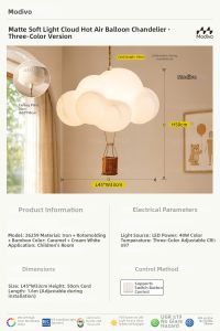 FANCY LAMP CLUB | Cartoon Hot Air Balloon Style Childrens Room Eye-Protective Ceiling Light