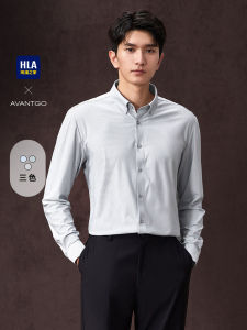 Casual HLA Mens Shirt Easy to Maintain Striped Button Collar Lightweight Business Spring Autumn Top Polyester Fiber Long Sleeve