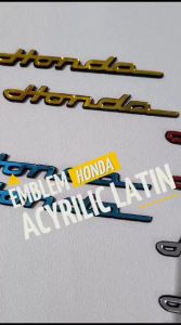 EMBLEM MOTOR HONDA LATIN 2PCS SEPASANG KANAN KIRI AKRILIK 3D TIMBUL SUDAH SAMA PEREKAT