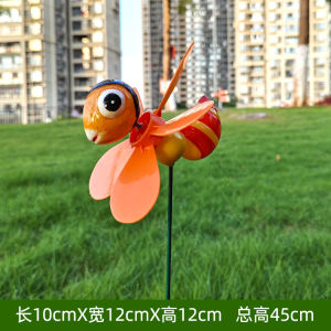 Outdoor Garden Pot Creative Plastic Windmill Decoration Cute Bee Flower Pot Decoration Country Style Rotatable Stand Childrens Gift