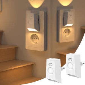 Motion Sensor LED Night Light EU Plug Infrared Smart Sensor Wall Lamp for Bedroom Stairs Hallways Warm White Plug In Night Lamp