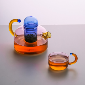 Creative Color Blocking Heat-resistant Glass Tea Separation Filter Small Bubble Teapot Household Electric Boiling Teapot Gift