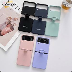 KISSCASE For Samsung Z Flip 4 5G Skin-Feeling Scrub Phone Shell Zflip3 Ring Buckle Official Way All-Inclusive Liquid Silicone Shell Case For Samsung Galaxy Z Flip4 5G Z Flip3 5G