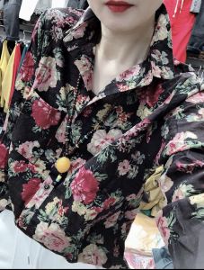 Slimming Long Sleeve Cotton Linen Blouse Spring Fashion Print Loose Versatile Stylish Base Layer Shirt Top for Young Women