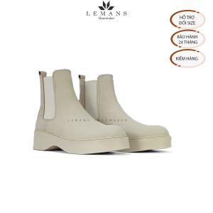 The Breakthrough Chunky CHELSEA Boots Tan da Nubuck Lemans - BST độc quyền đế cao 6cm Full cao su nguyên khối Bảo hành 24 tháng