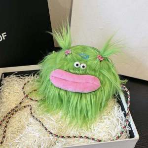 Cute Long Hair Braid Doll Crossbody Bag Plush Ugly Cute Doll Single Shoulder Versatile Fun Fashionable Cotton Zipper Closure