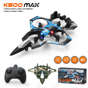 K500 MAX RC Plane Fighter 2.4G Remote Control Stunt Glider 360 ° Rolling Flight Flying EPP Foam Airplane with LED Toys for Kids