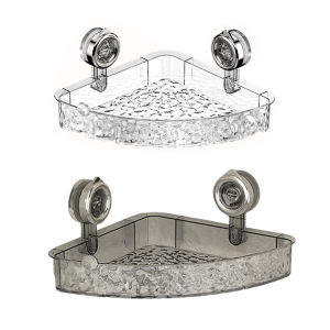 Suction Cup Bathroom Storage Shelf for Toothbrushes and Toiletries Clear Wall Caddy for Bathroom Organization