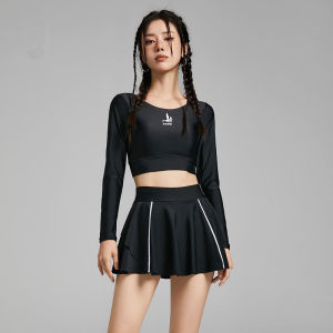 Luoke skirt-style split swimsuit women conservative sports long sleeve sunscreen skirt suit swimwear