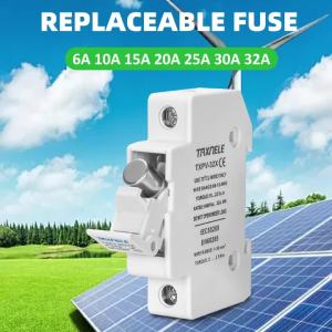 Solar DC Fuses 1000V PV Photovoltaic 6A 10A 15A 20A 25A 30A DC Fuse Holder Base for Solar System Short Circuit Protection GPV