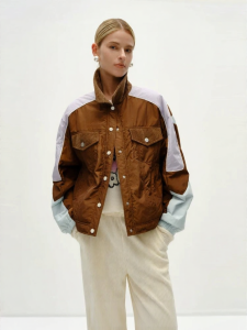 URLAZH | Winter New Melan Collide Retro Short Shape Chocolate Color Blocked Padded Coat