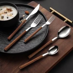 OFM-C1166 Sendok Garpu Stainless Steel Korea Handle Kayu / Alat Makan Sendok Garpu Gagang Kayu Spoon