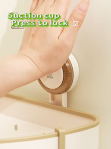 Ecoco Suction Cup Bathroom Corner Shelf Drill-free Shower Organizer with Sliding Hooks Easy Install