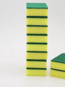 LIAO 12PCS Bundle Set Powerful Dishwashing Kitchen Scouring Sponge - Yellow and Green Stackable 100% Achievement Seal