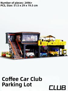 Coffee Club Compatible 8-Slot Car Park Large City Street Scene Assembly Building Blocks