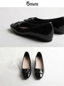 15MINS | Vintage French Style Glossy Black Easy-Wear Buckle Mary Jane Flats