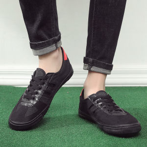 ฤดูใบไม้ผลิและฤดูใบไม้ร่วงรองเท้าทํางานผ้าฝ้ายสีขาวต่ําสําหรับผู้ชายและผู้หญิงรองเท้าลําลองระบายอากาศพร้อมส้นแบนและพื้นยาง