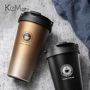 500ml Insulated Travel Coffee Cup Double Wall Vacuum Stainless Steel Tea Tumbler with Lid and Handle Leak-Proof Thermos Mug