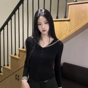 CHANGTONG | Slimming Naval Collar Knitwear Womens Small Frame Outfit