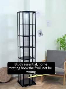NaturHome 6 Layer Bamboo Bookshelf 360 Degrees Rotating Bookshelf Bookcase Book Toy storage Organizer