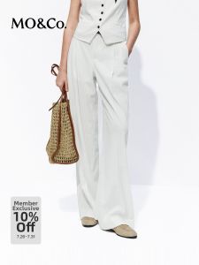 MO&Co. | Cotton-linen Blend Mid-waist Trousers