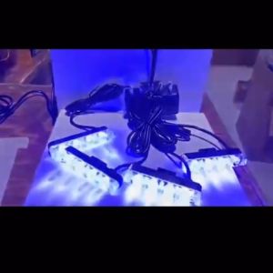 Lampu Strobo Grill Pejabat Model Slim Untuk Mobil 4 Titik 12V Blue
