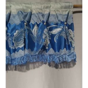 Rèm Cửa Thanh Ngọc Cao 37 cm Trang Trí Nhà Cửa Chính Cứa Sổ ....Vải Gấm Xanh Dương