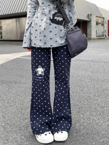 Original Bear Too TeTe Panda Print High Waist Straight Leg Casual Pants Women Loose Fit Comfortable Trousers Korean Style