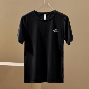 ROMON | Lormen Mens Short Sleeve T-Shirt Ice Silk Mesh Quick Dry Thin Round Neck Sport Casual Summer Fashion Urban Style Half Sleeve Tee