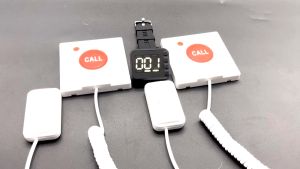 Pull Cord Nurse Call Elderly Emergency Alarm Caregiver Pager Call Button Nurse Calling Alert System Patient Disabled with 1 Watch Receiver 5 Call Buttons