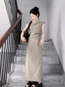 YUFUQING | Slimming High Waist Half Skirt Two-Piece Set Womens Round Neck Short Sleeve Summer Outfit Korean Style Fashionable Ensemble