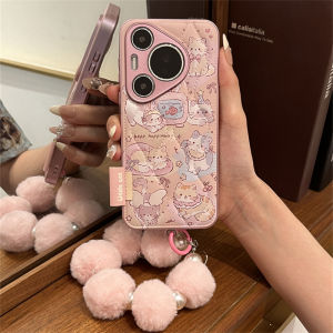 ZPOU Huawei Pura70pro Phone Case Womens Full Cover Leather Cute KT Cat Lanyard Eco-friendly Material Ins Style Protective Shell