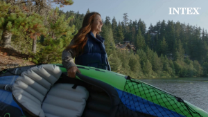 INTEX® 68305 Challengertm K1 Kayak (With 86" Aluminum Oars 68614) W/ Cargo Net (108 x 30 x 13 inch)