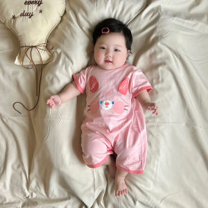 cat and  fish | Summer Pure Cotton Short Sleeve Onesie For Baby Girl
