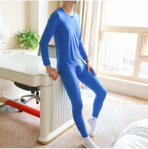 Mens Thin Ice Silk Seamless Heattech Underwear Set Long Sleeves for Youth Warm and Speedy Drying Round Neck Design