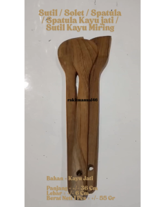 Spatula Sotel Tanggung Sutil Anti Panas Bahan Kayu Jati Tebal Centong Murah Serbaguna Miring Besar