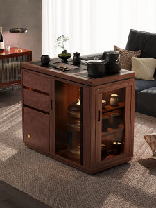 FANTANYIPIN | Portable Wooden Tea Cabinet Tea Table with Kettle Integration
