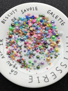 Flats Semicircle Magic Color AB Color Pearl Mixed Size Pack 500 PCs Nail Patch Manicure DIY Handmade Ornament