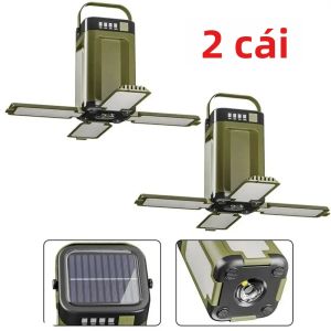 Đèn Lồng Cắm Trại Năng Lượng Mặt Trời Di Động Tích Hợp Pin Dự Phòng 6 Chế Độ Sạc Lại Được Gấp Gọn Treo Được Dùng Cho Ngoài Trời